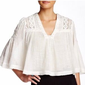 Free People Carry Me Away Gauze Lace Blouse Size Small